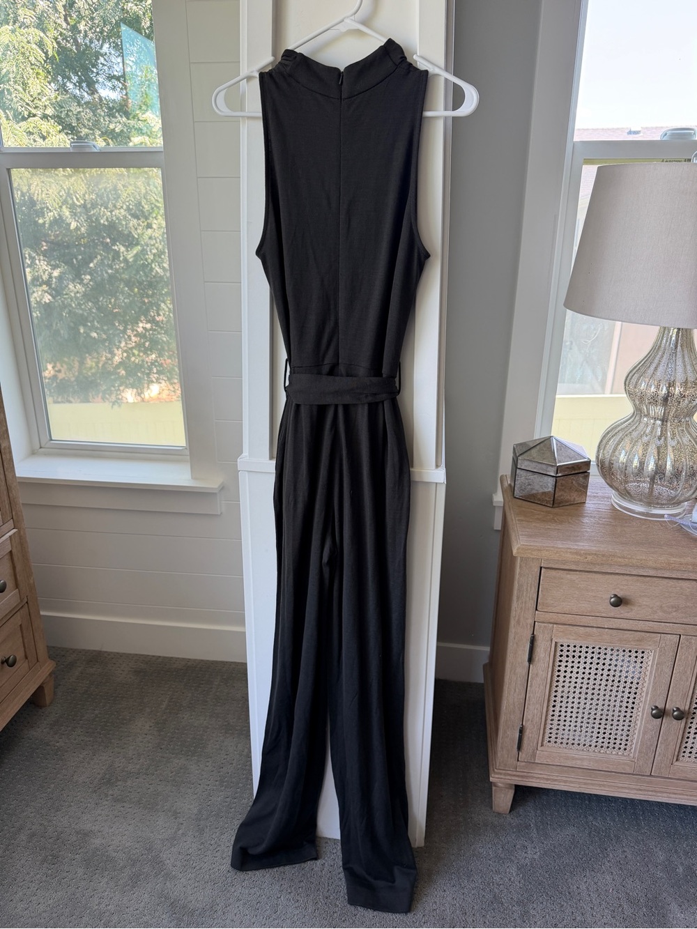 NWT Reiss Milo Dark Green Cowl Neck Belted Wide Leg Jumpsuit US 6 - Picture 4 of 9
